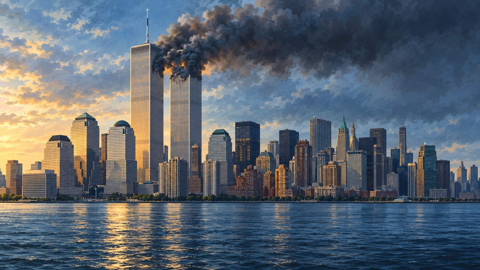 Ilustración de las Torres Gemelas en 2001